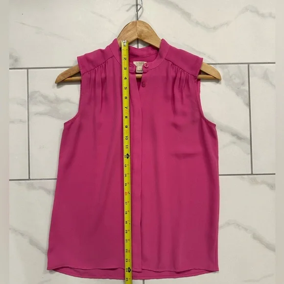 J. Crew pink button up, high neck tank, size zero. - Picture 6 of 8
